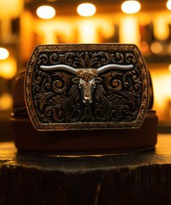 Gold Silver and Gold Bull Buckle