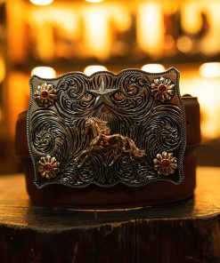 Gold Running Horse Silver Buckle