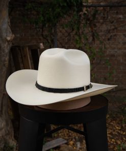 Stetson: 5,000X El Jefe Black Round Natural Straw Hat (Pre-Shaped Cattleman Crown)