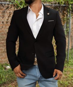 Platini: Mens Black Modern Fit Blazer