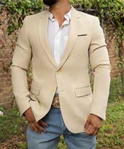 Platini: Mens Beige Modern Fit Blazer