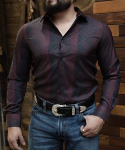 Platini: Burgundy Gradient Paisley Long Sleeve Shirt