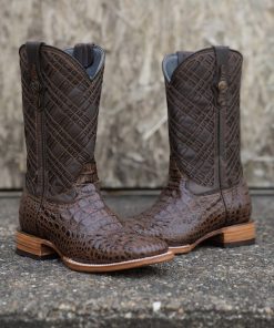 Monarch: Crocodile Hornback Print Brown Boots