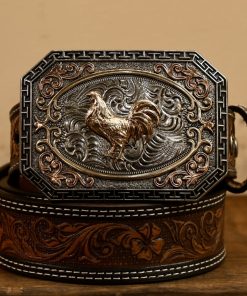 Rooster Silver Octagon Buckle