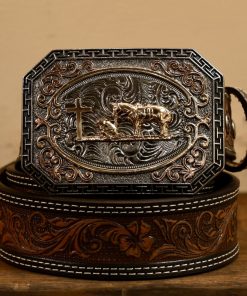 Praying Cowboy Silver Octagon Buckle