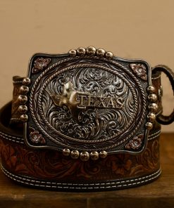 Texas Silver Square Buckle with Bronze Details