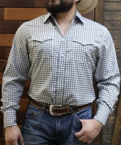 Rodeo White Square Pattern Long Sleeve Shirts