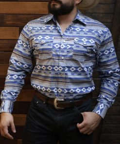 Rodeo Blue Aztec Long Sleeve Shirt