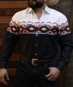 Rodeo Black Aztec Border Long Sleeve Shirt